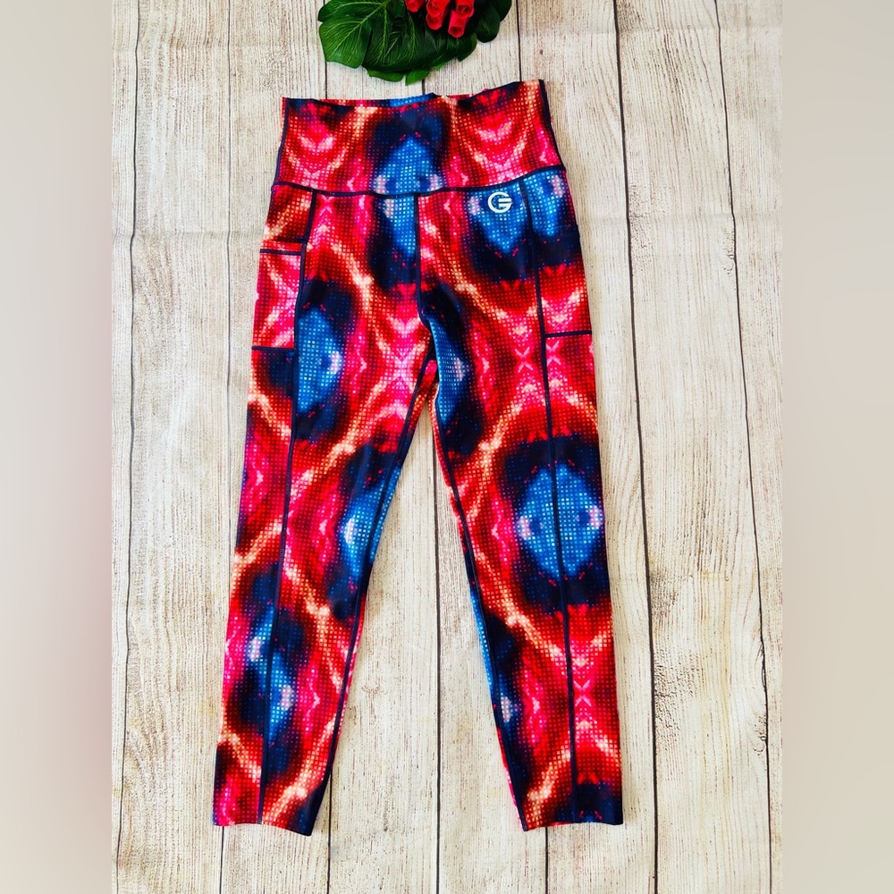 Grrrl Women’s Colorful Disco Chloe/Angel Size High Rise Athletic Leggings NWT